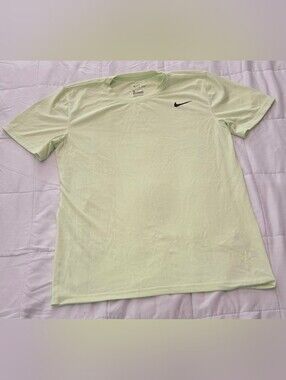 Nike Light Green Short Sleeve Dri-FIT Tee with Black Swoosh MENS SMALL